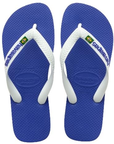 Havaianas - Brasil Logo, Iconic, Comfortable and Durable Flip-Flops, Straps with Brazilian Flag and Non-Slip Sole with Colourful Stripes, Adults Unisex, Marine Blue, 8.5/9