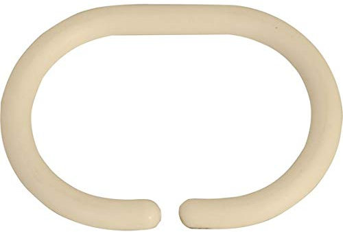 MSV Duschvorhangringe 12 Stück Beige Kunststoff - Passend für alle gängigen Duschvorhangstangen