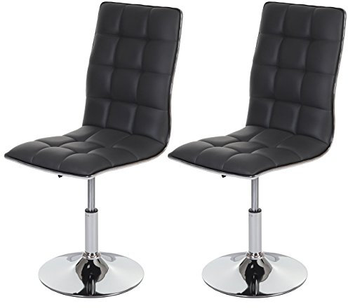 Mendler 2er-Set Esszimmerstuhl HWC-C41, Stuhl Küchenstuhl, höhenverstellbar drehbar, Kunstleder MVG-Zertifiziert - grau