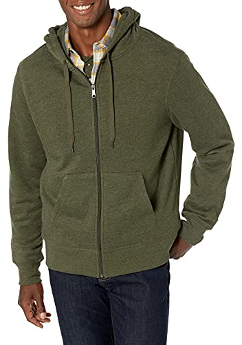 Amazon Essentials Men's Full-Zip Fleece Hoodie Sweatshirt (Available in Big & Tall), Olive Heather, Large