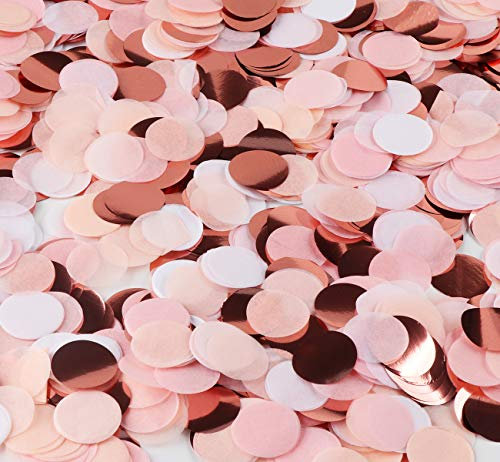 ABSOFINE 100g Roségold Mehrfarbig Konfetti - 2,5cm Rund 8000 Stück Seidenpapier Deko für Hochzeit, Geburtstag, Taufe, Valentinstag