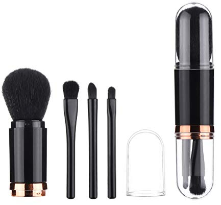 Nerplro 4 en 1 Pinceles de maquillaje retráctiles, cosmética belleza maquillaje minerales polvo cepillo viaje retráctil Kabuki, base rubor cepillo cosmético herramienta