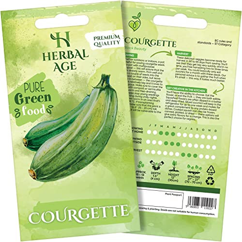 HERBAL AGE Grow Your Own Kits, Courgette Vegetable Seeds for Planting UK, 20 Plants Heirloom Seed Box, Plant Seeds Indoor & Outdoor UK, Garden Gifts for Women, Man, Kids, Salad and Vegs Lovers