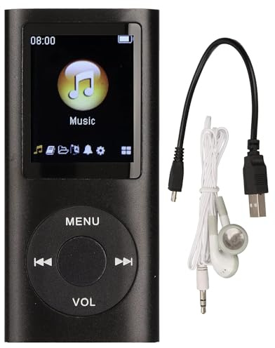Sorandy MP3-spelare, Musikspelare med 1,8-tums LCD-skärm Mini USB-port, Slimmad Klassisk Digital Röstinspelare med FM-radio, Högtalarförlustfritt Ljud, Stöder Upp Till 64 GB (Svart)