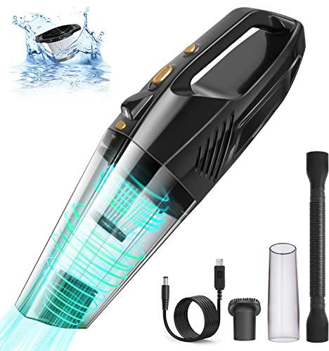 Zamufo Handheld Vacuum Cleaner, Car Vacuum Cleaner Cordless with LED Light, High 120W Powerful Hand Held Vacuuming Cordless, Portable Mini Lightweight Wet Dry