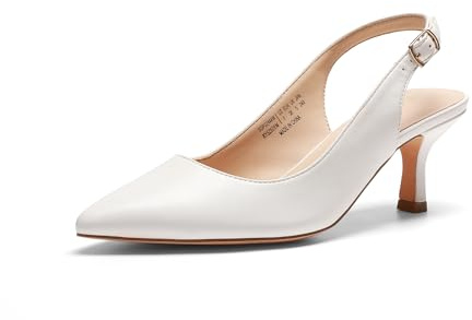 DREAM PAIRS Escarpins Femme avec Petits Talons Slingback Élégantes Chaussure à Talon Confortable et Classique,Size 38.5,Blanc-PU,SDPU2444W
