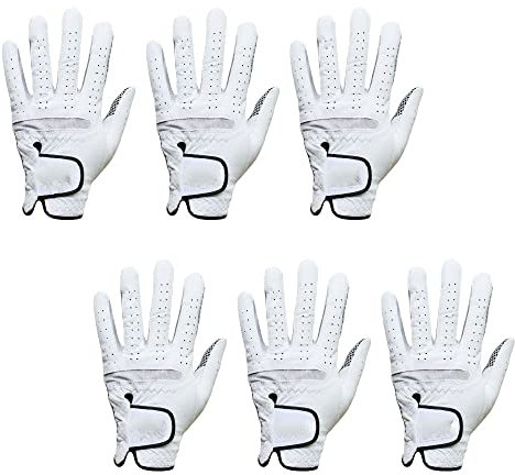 Golfhandschuhe 6. Stck Golfhandschuhe Herren Golfhandschuh Weiches Atmungsaktives reines echtes Leder rutschfeste Entwurfsabfall Golfhandschuhe Damen ( Color : Worn on Left hand , Größe : 25 Large )