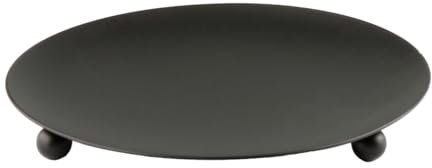 Thyonta Rustic Iron Plate Candle Holder - Traditional Candle Plate Pillar Candle Dish Pillar Candle Holder Perfect for Home, Weddings & Parties(Black)