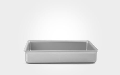 Chabrias Ltd Professional UK Made (8 Inch) Silver Anodised Aluminium Square Deep Cake Pan Tin – Naturally Non-Stick, Fix Base, Great British Bakeware