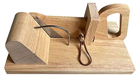 Taglierina per salsicce in legno con lama in acciaio inox, per verdure, formaggio, prosciutto, pancetta - Utensile da cucina 28,5 x 16,5 x 10 cm