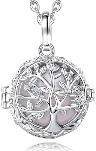AEONSLOVE Bola Grossesse Collier Bola de Grossesse Arbre de Vie Collier Grossesse Bola Future Maman Collier Femme Enceinte Cadeau Bijoux Grossesse Bola (Rose Perlé)