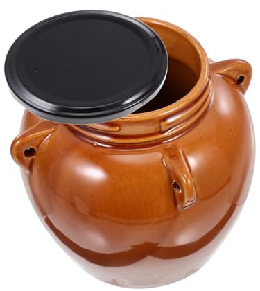BEBEMOKO Tarro De Cerámica Para Encurtidos Pequeño 1 Kg, Recipiente Hermético De Cerámica Duradera, Superficie Lisa Fácil De Limpiar, Adecuado Para Almacenamiento Cocina