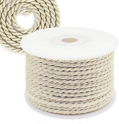 Decoraparty Cordón Marfil de 3 mm, Cinta Trenzada para Envolver Regalos, Fiestas, comuniones, bautizos, confirmaciones, Bodas, Manualidades, Rollo de 25 Metros
