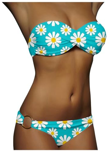 Reloj de mano digital push up bandeau bikini conjunto azul blanco rayas mujeres pushup traje de baño estilo camiseta sin mangas, verde menta, M