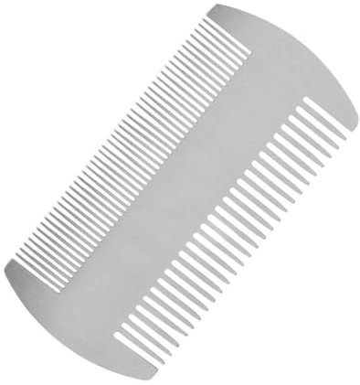 Pettine Uomo per Baffi e Barba, Pettine per Capelli e Barba, Pettine da Barba Antistatico a Doppia Azione, Pettine in Acciaio Inossidabile