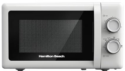 Hamilton Beach Microwave, 20L, 700W, Stainless Steel Cavity, Manual Control, 5 Power Levels, Quick Defrost, 30-Min Timer, White - HBMX79SSW