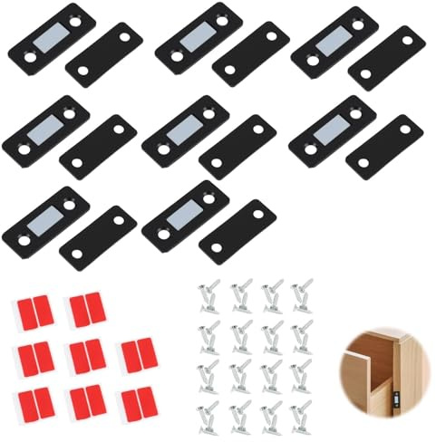 Magnete Per Porta Magnetica Ultra Sottile, Set Di 8 Chiusure Magnetiche Ultra Sottili Per Porte E Cassetti, in Acciaio Inox, Resistente Alla Corrosione, Per Armadi, Porte Scorrevoli E Finestre, Nero