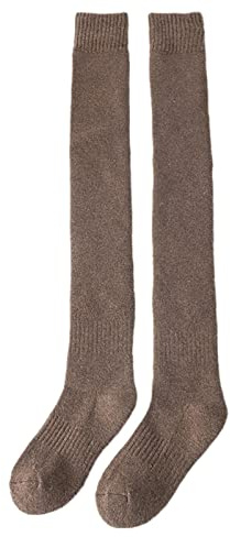 Generisch 2 pares de medias de lana por encima de la rodilla engrosadas para mujer de invierno de lana cálidas medias de invierno para mujer de bobina de lana medias altas para hombre calcetines