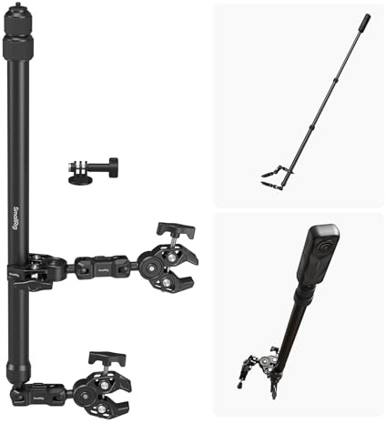 SMALLRIG Kit de Montaje para Moto para Insta360 X5/X4/X3/X2, Barra Selfie Invisible para Manubrio con Dobles Cabezas Esféricas y Abrazaderas, Adaptador para GoPro, para dji OSMO 360-5459