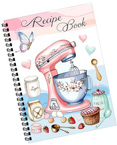 Recipe Notebook - 100 Sheets Family Recipe Notebook - Spiral Planner with Handwritten Recording Cooking Journal for Daily Kitchen Meal Prep Journaling Beginners Travel Birthday