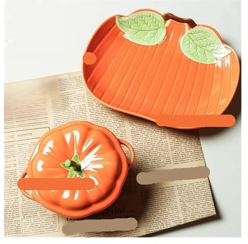 Horno holandés de calabaza Horno holandés de hierro fundido esmaltado con forma calabaza, 400 ml, revestimiento esmalte, antiadherente, for cazuela, fuente calor