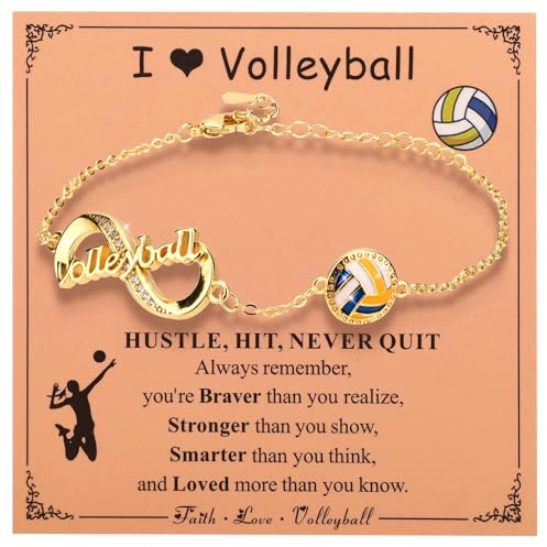 Mikovivi Braccialetti da Pallavolo per Donna, Braccialetto da Pallavolo in Oro con Carta Calda Gioielli Sportivi Regolabili per Donna Regalo di Compleanno Il Giorno Della Partita