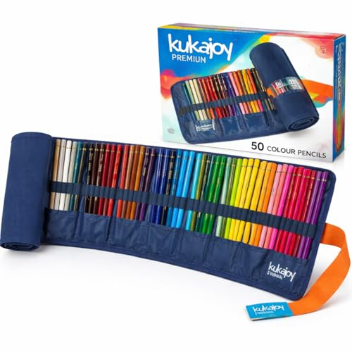50 Pastelli A Olio + Astuccio Rotolo - MINA 4.0 - Matite Colorate da Disegno e Schizzo per Bambini e Adulti – Set Artistico Completo per Colorare, Pastelli Ad Olio Per Scuola e Hobby Creativi, Blu