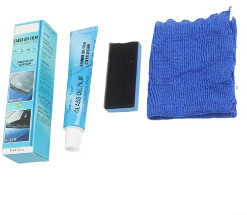 Axorafow Kit removedor de esponja de limpieza para coche, pasta de aceite, parabrisas con película toallitas de vidrio para eliminar manchas de alquitrán, mejorar la visibilidad, conducción segura en