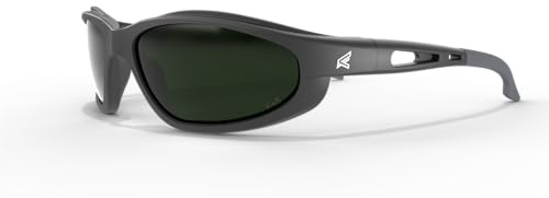 EDGE Dakura Wrap-Around Safety Glasses, Anti-Scratch, Non-Slip, UV 400, Military Grade, ANSI/ISEA & MCEPS Compliant, 5.04 Wide, Black Frame / IR5 Medium Welding Lens