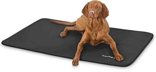 Knuffelwuff Kunstleder Hundematte Cheyenne L 95 x 60cm Schwarz - Hundekissen für große, mittelgroße und kleine Hunde - Für Zuhause, Auto, Wohnmobil, Wohnwagen