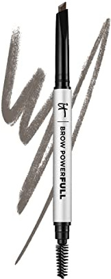 IT Cosmetics Brow PowerFULL Universal Taupe Eyebrow Pencil - with Triangular Tip, Delivers Bold Volume, Precise Shaping, Adapts to All Hair Colors, Budge-Proof Formula, Built-In Spoolie Brush