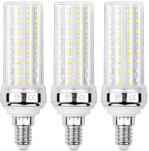 HZSANUE E14 LED Mais Lampen 20W, 6000K Tageslichtweiß, 2200Lm,Kleine Edison Schraube Kerze Leuchtmittel, 150W Glühlampen Äquivalent,Nicht Dimmbar, 3er-Pack