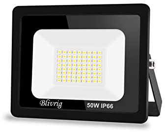 faretto led da esterno,Blivrig 50W faretti led esterno,5000LM Fari di sicurezza Bianco Freddo 6000K,Lampada Luce Potente,faro led Impermeabile IP66,per Giardino,garage,patio,strade