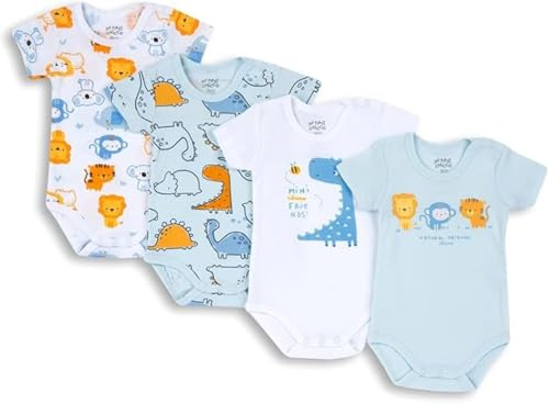 Chicco, 4 Body à Manches Courtes en Coton Léger, Sous-vêtements Bébé 0-24 Mois, Designed in Italy