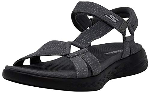 Skechers Women's On The Go 600 Brilliancy Thong Sandal Charcoal/Black 6 Wide