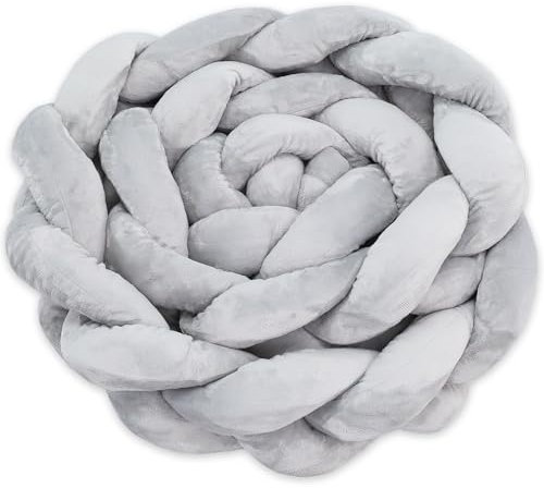 Totsy Baby Kissen Deko Kuschelkissen 150 cm - Dekokissen flauschig Zierkissen geflochten Grau