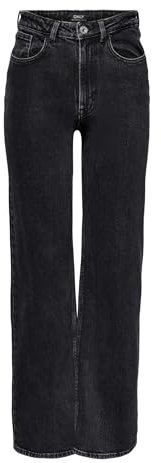 ONLY Damen Jeans ONLJUICY Life HW Wide Leg REA244 - Comfort Fit - Schwarz -Black, Größe:32W / 30L, Farbvariante:Black Denim NAS244 15235241