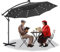 SAILUN Aluminium Sonnenschirm mit Solar LED Beleuchtung Wasserdicht Sonnenschirm mit Kurbelmechanismus Höhenverstellbar Balkonschirm Gartenschirm Marktschirm UV-Schutz 40+, Dunkelgrau, mit