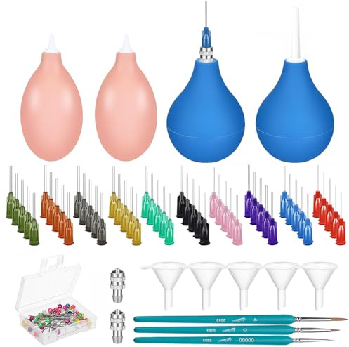 164pcs Clay Ceramic Decorative Tools, Pottery Tools Supplies Glaze Precision Applicator Set, Plastic Steel Needles with Adapter, Rubber Ceramic Glaze Extrusion Bottle and Funnels, Paintbrush