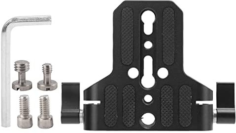 Cyrank Plaque De Base De Caméra avec Pince De Rail à Double Tige De 15 Mm, Plaque De Base De Caméra Générale avec Filetage 1/4 Et 3/8 pour Plate-Forme D'épaule De Trépied De Cage De Caméra