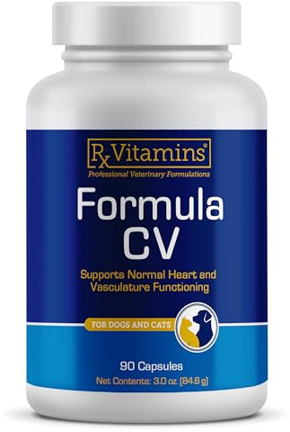 Rx Vitamins Formula CV - Hawthorn Berry Capsules with Taurine for Dogs & Cats - Heart Health Supplements Enhanced with Magnesium and Potassium - Senior Dog Vitamins and Senior Cat Vitamins - 90ct