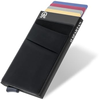 RE® Tarjetero para Hombre con Capacidad de 6 a 8 Tarjetas | Tarjetero Metálico RFID | Cartera Minimalista de Aluminio | Portatarjetas Compacto y Seguro