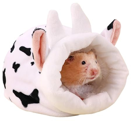 Embhlitfe Large Hamster Bed, Warm Plush Hamster House with Fleece Lining for Syrian Hamsters, Guinea Pigs, Hedgehogs and Small Pets (Black&White)