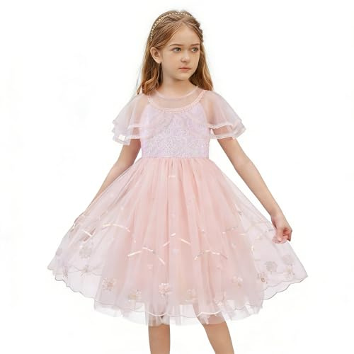 100-150 Vestido de Princesa para Niñas Vestido de Lentejuelas para Niñas Vestido de Tul con Aire de Línea A Vestidos de Fiesta para Niñas Vestido de Verano para Fiestas,Cumpleaños y Carnaval
