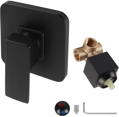 Ubric - Accesorios de ducha empotrados, ducha empotrada / baño, juego completo, grifo mezclador monomando (Negro)