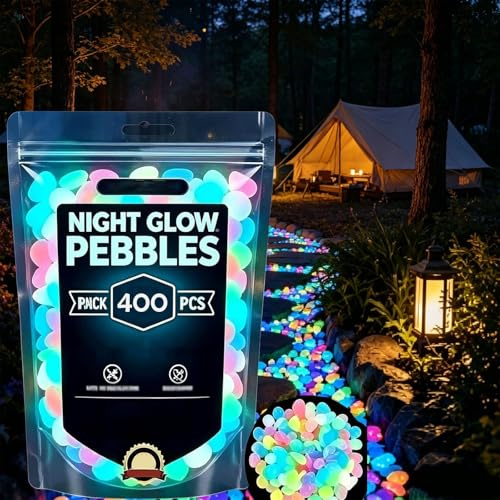 2026 Pietre Da Giardino Colorate Che Si Illuminano Al Buio, Ciottoli Luminosi Per Orientarsi Di Notte, Pietre Da Giardino Arcobaleno Che Si Illuminano Al Buio, Per Sentieri (Mixed,400 Pcs)