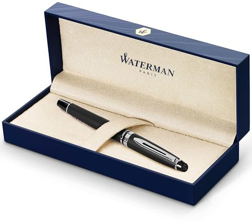 Waterman Expert Fountain Pen | Matte Black with Chrome Trim | Fine Nib | Gift Box
