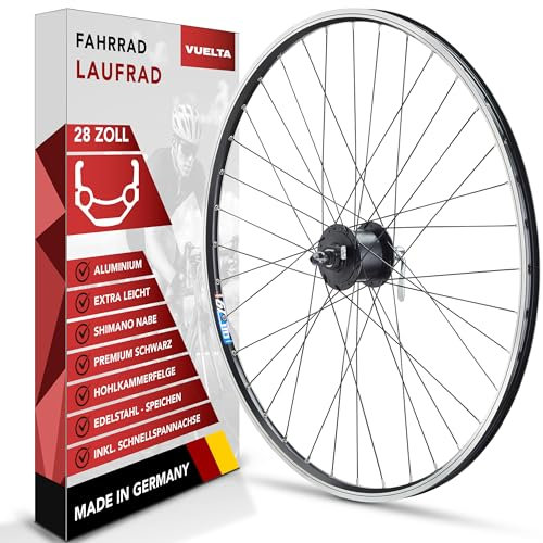 Vuelta Fahrradfelge 28 Zoll Vorderrad inkl. Nexus DHC30003NQAAL QR, Made in Germany Vorderrad Felge Schwarz, V-Brakes/Felgenbremse, 622x19C Hohlkammer-Felge 1600g, Laufrad Fahrradfelgen Cut 19