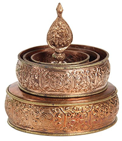 DharmaObjects Tibetan Copper Offering Mandala Set 5.5 Diameter