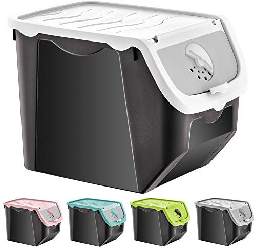 Orion Group Boîte De Conservation Alimentaire, Boîte Fraicheur | Capacité 12 L | 23,5x30x23,5cm | pour Légumes, Fruits, Oignons, Pommes de Terre | Noir Avec un Couvercle Blanc